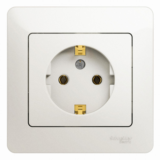 Glossa РОЗЕТКА с заземлением, 16А, в сборе, ПЕРЛАМУТР, GSL000642, Systeme Electric 