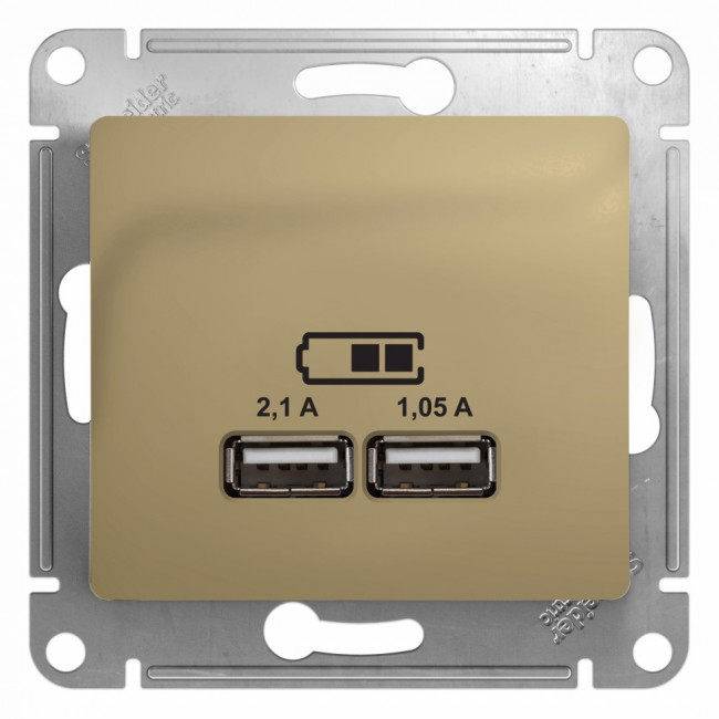 Glossa USB РОЗЕТКА A+A, 5В/2,1 А, 2х5В/1,05 А, механизм, ТИТАН, GSL000433, Systeme Electric 