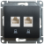 Glossa РОЗЕТКА двойная компьютерная RJ45+RJ45, кат.5Е, механизм, АНТРАЦИТ, GSL000785KK, Systeme Electric