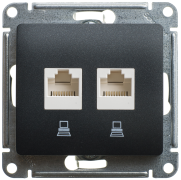 Glossa РОЗЕТКА двойная компьютерная RJ45+RJ45, кат.5Е, механизм, АНТРАЦИТ, GSL000785KK, Systeme Electric 