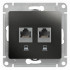 Glossa РОЗЕТКА двойная компьютерная RJ45+RJ45, кат.5Е, механизм, АНТРАЦИТ, GSL000785KK, Systeme Electric 
