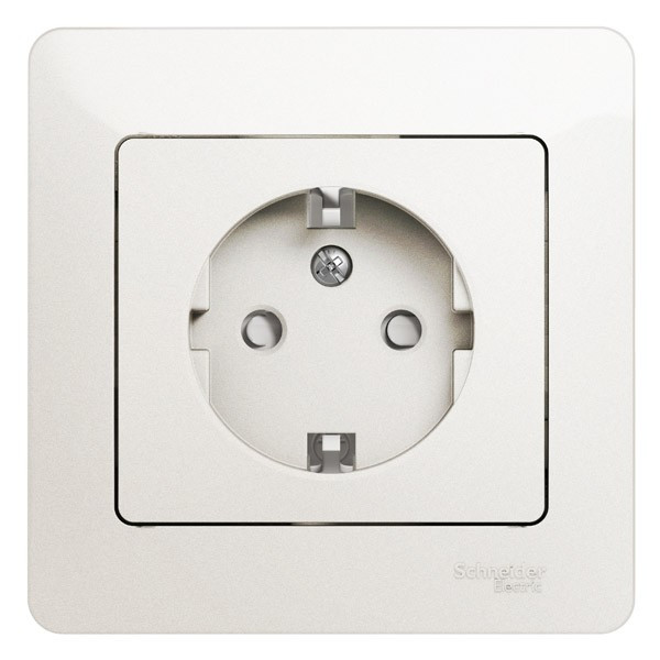 Glossa РОЗЕТКА с заземлением со шторками, в сборе, ПЕРЛАМУТР, GSL000644, Systeme Electric 