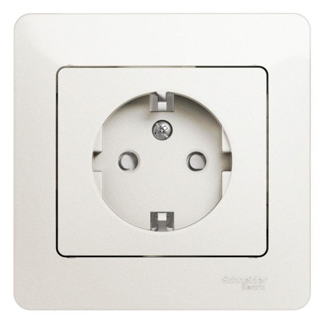 Glossa РОЗЕТКА с заземлением со шторками, в сборе, ПЕРЛАМУТР, GSL000644, Systeme Electric 