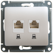 Glossa РОЗЕТКА двойная компьютерная RJ45+RJ45, кат.5Е, механизм,ПЕРЛАМУТР, GSL000685KK, Systeme Electric 