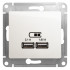 Glossa USB РОЗЕТКА A+A, 5В/2,1 А, 2х5В/1,05 А, механизм, ПЕРЛАМУТР, GSL000633, Systeme Electric 