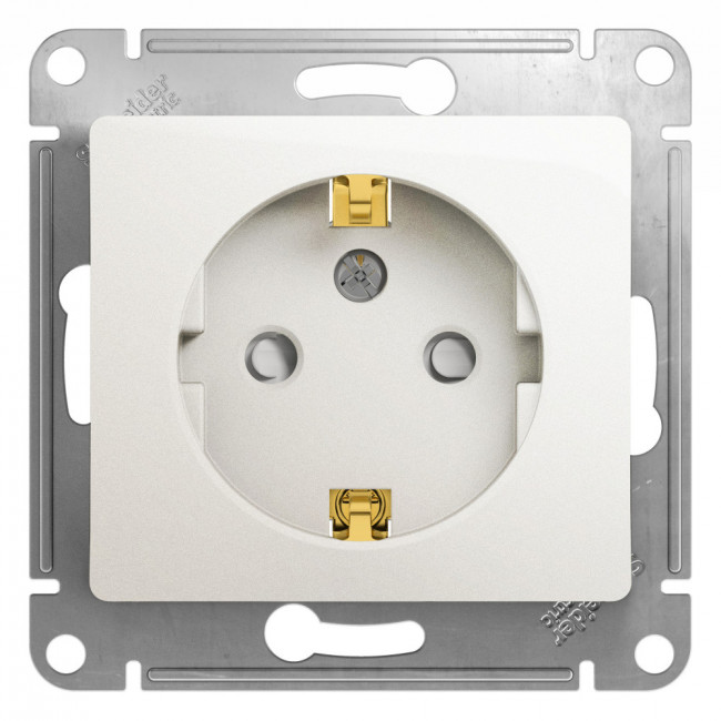 Glossa РОЗЕТКА с заземлением со шторками, 16А, механизм, ПЕРЛАМУТР, GSL000645, Systeme Electric 