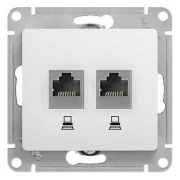 Glossa РОЗЕТКА двойная компьютерная RJ45+RJ45, кат.5Е, механизм, БЕЛЫЙ, GSL000185KK, Systeme Electric 