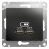 Glossa USB РОЗЕТКА А+А,5В/2,1 А, 2х5В/1,05 А, механизм, АНТРАЦИТ, GSL000733, Systeme Electric 