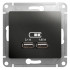 Glossa USB РОЗЕТКА А+А,5В/2,1 А, 2х5В/1,05 А, механизм, АНТРАЦИТ, GSL000733, Systeme Electric 