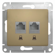 Glossa РОЗЕТКА двойная компьютерная RJ45+RJ45, кат.5Е, механизм, ТИТАН, GSL000485KK, Systeme Electric 