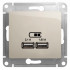 Glossa USB РОЗЕТКА A+A, 5В/2,1 А, 2х5В/1,05 А, механизм, МОЛОЧНЫЙ, GSL000933, Systeme Electric 