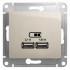 Glossa USB РОЗЕТКА A+A, 5В/2,1 А, 2х5В/1,05 А, механизм, МОЛОЧНЫЙ, GSL000933, Systeme Electric 