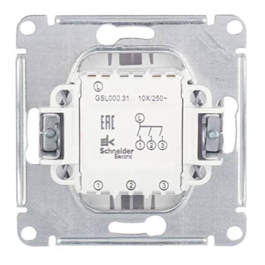 Glossa 3-клавишный ВЫКЛЮЧАТЕЛЬ,схема 1+1+1,10AX, механизм, ГРАФИТ, GSL001331, Systeme Electric 