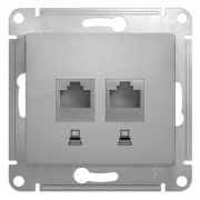 Glossa РОЗЕТКА двойная компьютерная RJ45+RJ45, кат.5Е, механизм, АЛЮМИНИЙ, GSL000385KK, Systeme Electric 