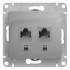 Glossa РОЗЕТКА двойная компьютерная RJ45+RJ45, кат.5Е, механизм, АЛЮМИНИЙ, GSL000385KK, Systeme Electric 