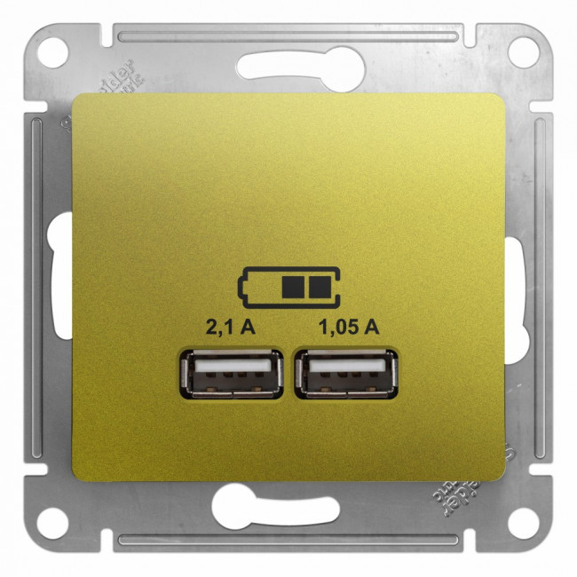 Glossa USB РОЗЕТКА A+A, 5В/2,1 А, 2х5В/1,05 А, механизм, ФИСТАШКОВЫЙ, GSL001033, Systeme Electric 