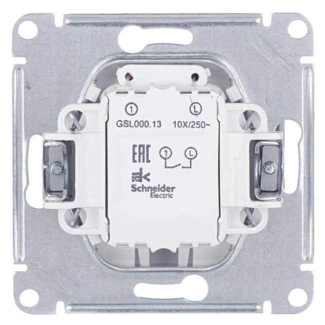 Glossa 1-клавишный ВЫКЛЮЧАТЕЛЬ с подсветкой,схема 1а,10AX, механизм, МОЛОЧНЫЙ, GSL000913, Systeme Electric 