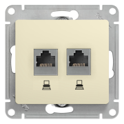 Glossa РОЗЕТКА двойная компьютерная RJ45+RJ45, кат.5Е, механизм, БЕЖЕВЫЙ, GSL000285KK, Systeme Electric 