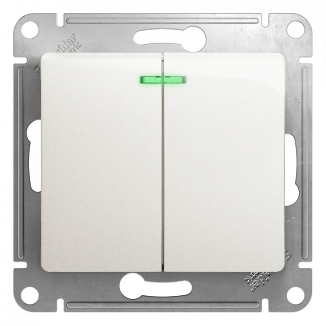 Glossa 2-клавишный ВЫКЛЮЧАТЕЛЬ с подсветкой, схема 5а, 10АХ, механизм, ПЕРЛАМУТР, GSL000653, Systeme Electric 