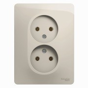 Glossa РОЗЕТКА двойная без заземления,16А, 250В, в сборе,МОЛОЧНЫЙ, GSL000920, Systeme Electric 