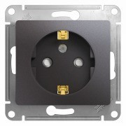 Glossa РОЗЕТКА с заземлением со шторками,16А, 250В, механизм, ГРАФИТ, GSL001345, Systeme Electric 