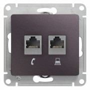 Glossa РОЗЕТКА двойная RJ11+RJ45, кат.5Е,механизм, СИРЕНЕВЫЙ ТУМАН, GSL001485, Systeme Electric 