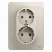 Glossa РОЗЕТКА двойная с заземлением,16А, 250В, в сборе,МОЛОЧНЫЙ, GSL000924, Systeme Electric 