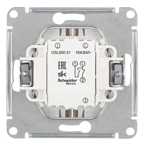 Glossa 2-клавишный ВЫКЛЮЧАТЕЛЬ,схема 5,10AX, механизм, ГРАФИТ, GSL001351, Systeme Electric 