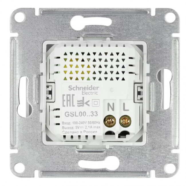 Glossa USB РОЗЕТКА A+A, 5В/2,1 А, 2х5В/1,05 А, механизм, ГРАФИТ, GSL001333, Systeme Electric 