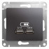 Glossa USB РОЗЕТКА A+A, 5В/2,1 А, 2х5В/1,05 А, механизм, ГРАФИТ, GSL001333, Systeme Electric 