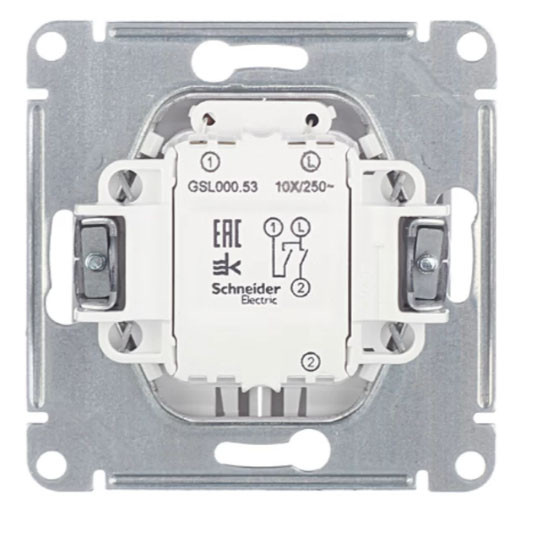 Glossa 2-клавишный ВЫКЛЮЧАТЕЛЬ с подсветкой,схема 5а,10AX, механизм, ГРАФИТ, GSL001353, Systeme Electric 