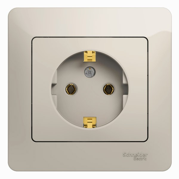 Glossa РОЗЕТКА с заземлением,16А, 250В, в сборе,МОЛОЧНЫЙ, GSL000942, Systeme Electric 